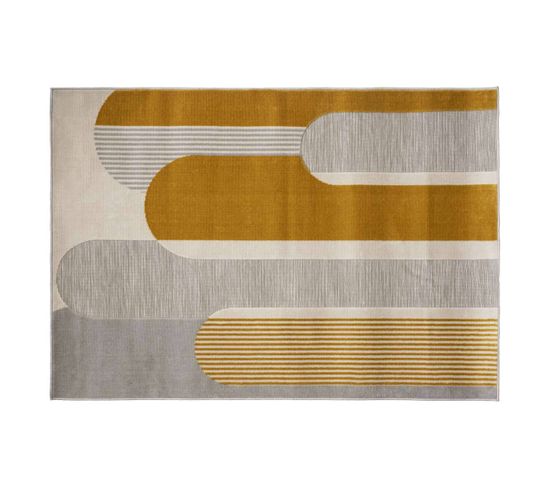 Tapis Géométrique En Relief - 120 X 170 Cm - Multicolore