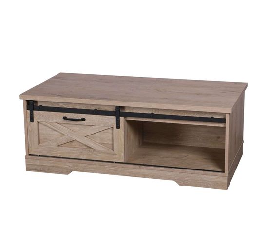 Table Basse New York 1 Porte Coulissante - Marron