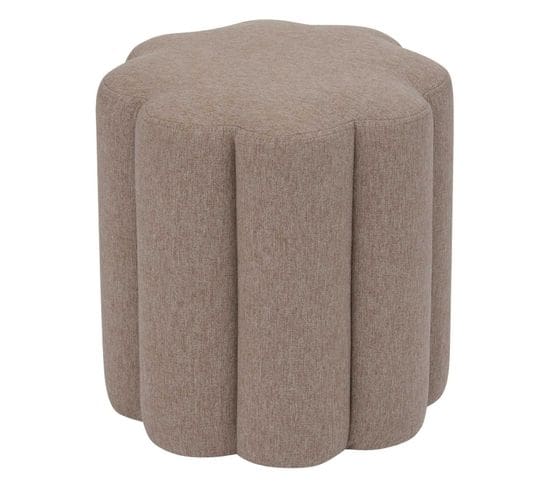 Pouf Design Floral En Tissu - Beige