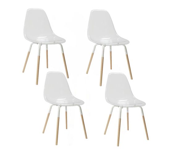 Lot De 4 Chaises Scandinaves Phenix En Plastique Et Métal - Transparent