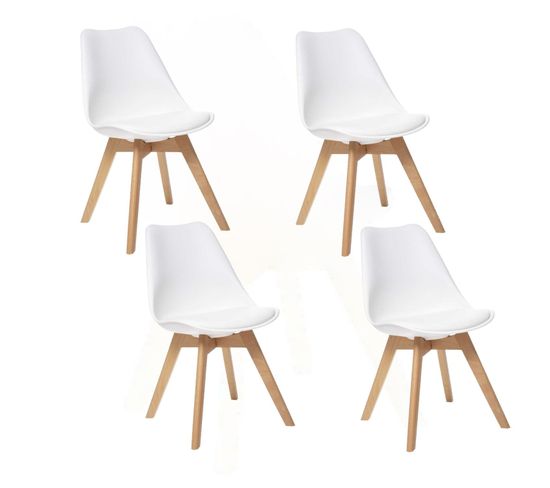 Lot De 4 Chaises Design Scandinave Baya - Blanc