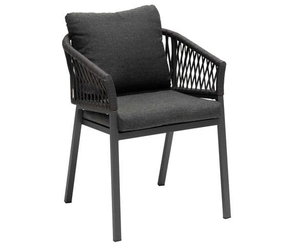 Fauteuil Repas Oriengo Aluminium Et Mailles Tressées - Anthracite Et Graphite