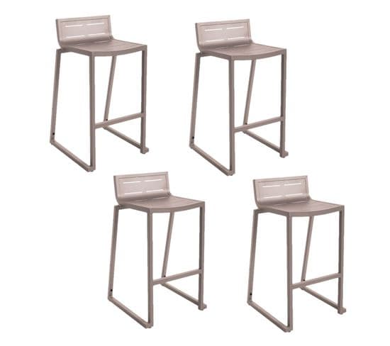 Lot De 4 Tabourets De Bar Extérieur En Aluminium Bilbao - Beige