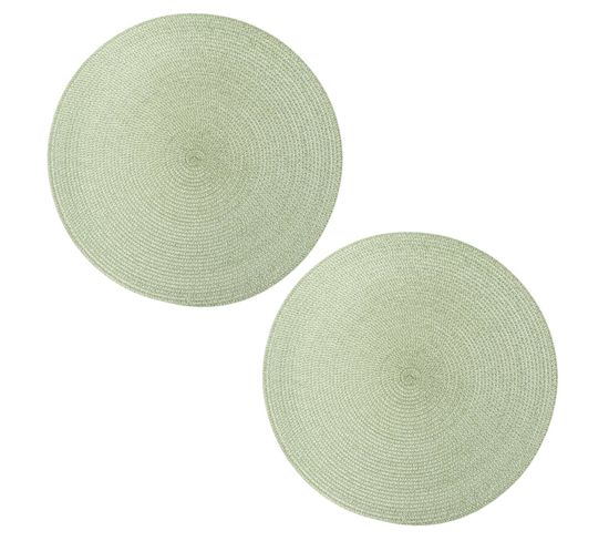 Lot De 2 Sets De Table Tressés Ronds - Diam. 38 Cm - Olive