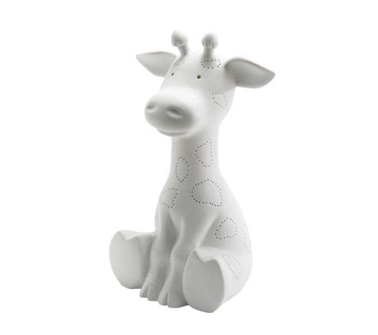 Lampe Veilleuse Girafe En Porcelaine - Blanc