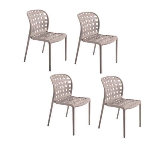 Lot De 4 Chaises De Jardin En Polypropylène Sienne - Gris