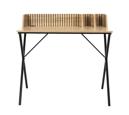 Bureau Saulk En Bois Et Métal - Marron Et Noir