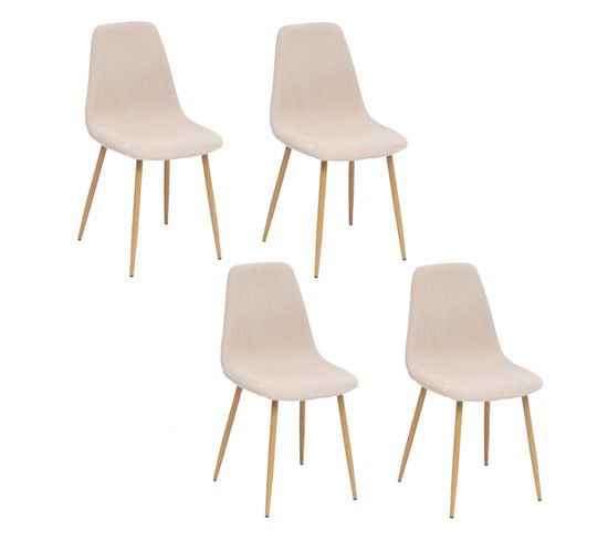 Lot De 4 Chaises Loka En Tissu - Beige