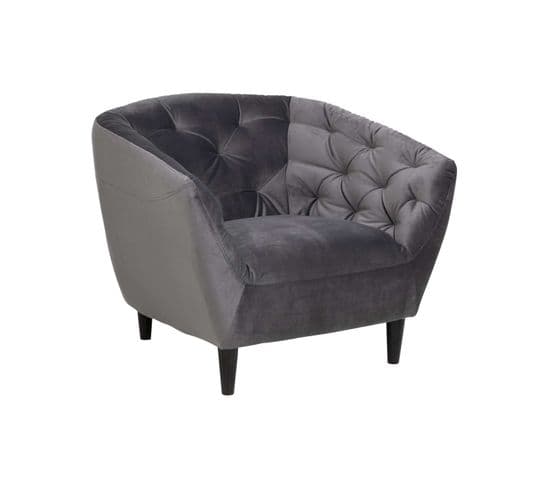 Fauteuil Ria En Velours - 1 Place - Gris Foncé