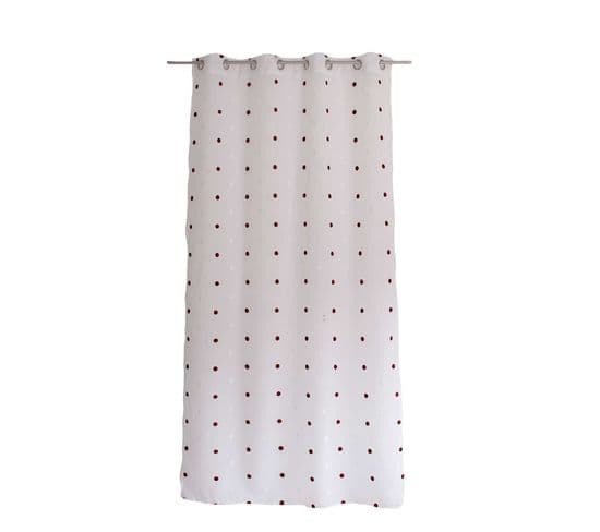 Voilage Plumetis - 140 X 240 Cm - Bordeaux Et Blanc