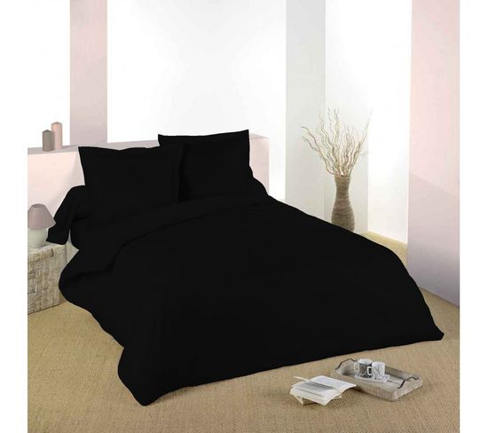 Housse De Couette Noir 260 X 240 Cm / 100% Coton / 57 Fils/cm² Pour Lit 2 Places "king Size"