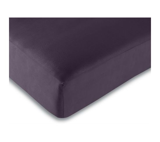 Drap Housse 57 Fils/cm² - Prune - 140 X 190 Cm