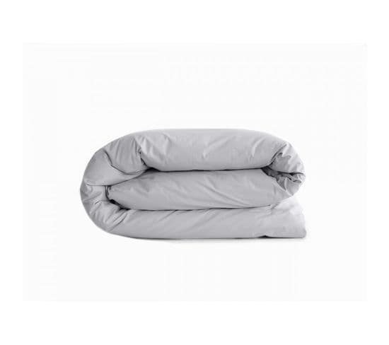 Housse De Couette "manoir" Percale Pur Coton  80 Fils/cm² Vent Du Sud - Perle - 260 X 240 Cm