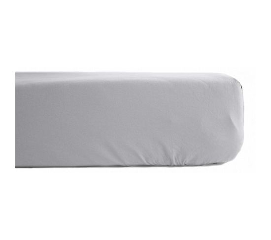 Drap Housse Percale Pur Coton 80 Fils/cm² - Perle - 180 X 200 Cm Bonnet De 35 Cm