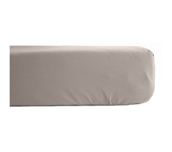 Drap Housse Percale Pur Coton 80 Fils/cm² - Lin - 160 X 200 Cm Bonnet De 35 Cm