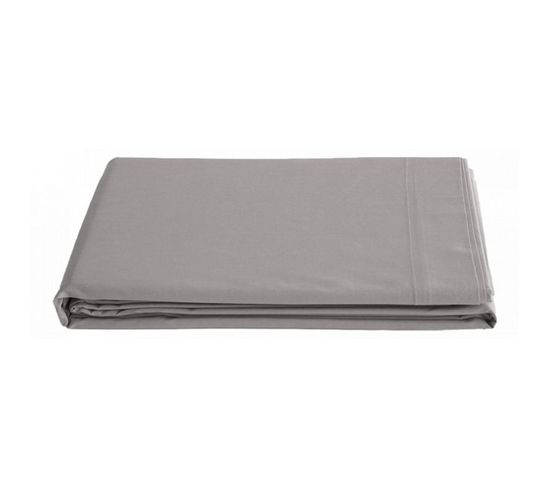 Drap Plat Percale Pur Coton 80 Fils/cm² - Cendre - 270 X 300 Cm Pour Lit King Size