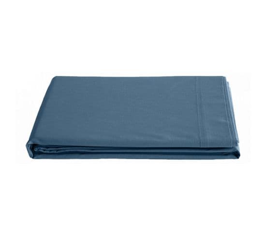 Drap Plat Percale Pur Coton 80 Fils/cm² - Marine - 240 X 300 Cm Pour Lit 2 Places