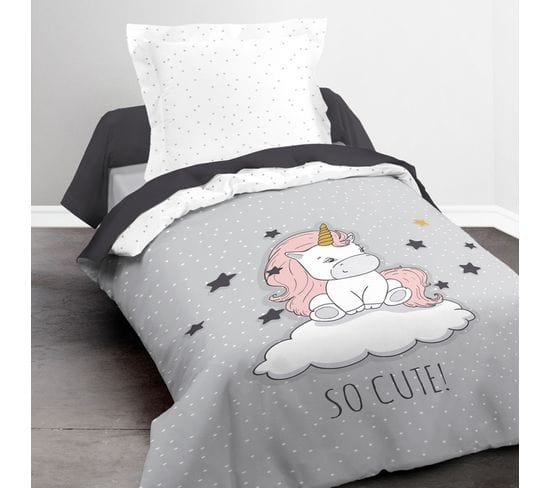 Parure De Couette 140 X 200 "so Cut" Réversible 100% Coton / 57 Fils/cm²