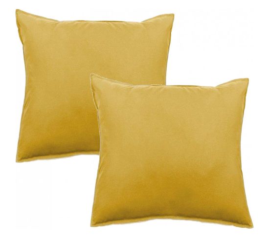 Lot De 2 Taies D’oreiller  Pur Coton Teint Lavé 63 Fils/cm² Vent Du Sud -  Curry - 65 X 65 Cm