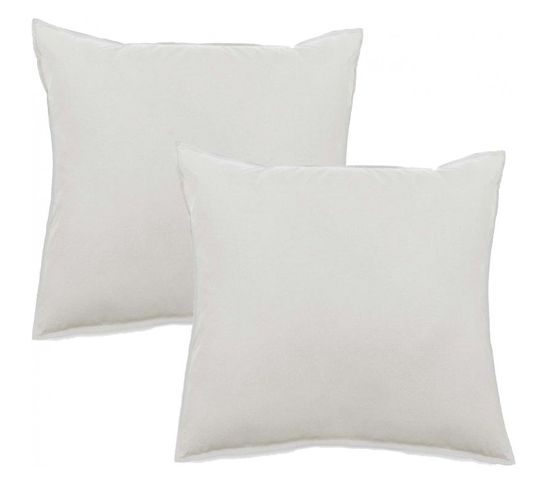 Lot De 2 Taies D’oreiller  Pur Coton Teint Lavé 63 Fils/cm² Vent Du Sud -  Nacre - 65 X 65 Cm