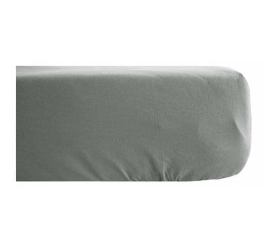 Drap Housse Palace Pur Coton Teint Lavé 63 Fils/cm² - Palace Acier - 180 X 200 Cm Bonnet De 35 Cm