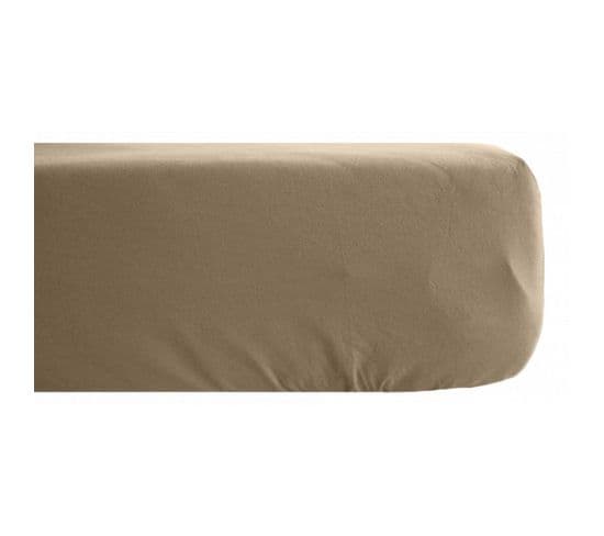 Drap Housse Palace Pur Coton Teint Lavé 63 Fils/cm² - Palace Camel - 140 X 190 Cm Bonnet De 35 Cm