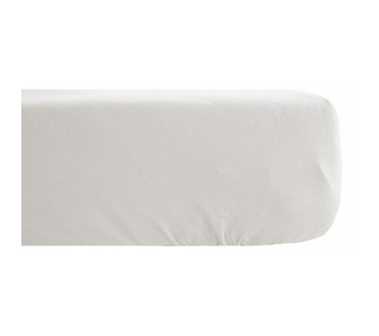 Drap Housse Palace Pur Coton Teint Lavé 63 Fils/cm² - Palace Nacre - 90 X 190 Cm Bonnet De 30 Cm