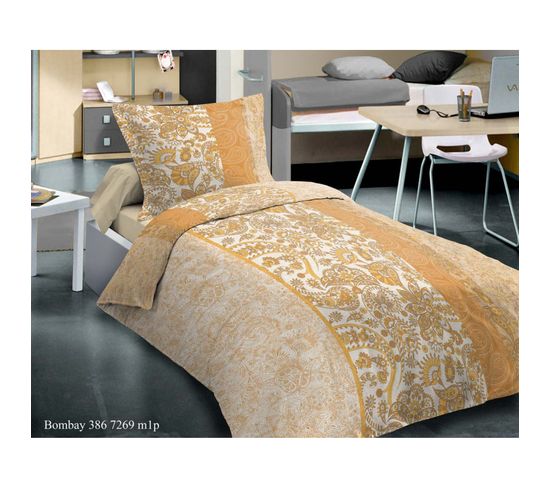 Parure De Couette Bombay Pour Lit 90 X 190 Cm 100% Coton / 57 Fils/cm²