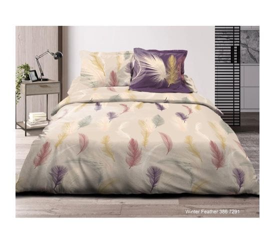 Pack Complet Feather Housse De Couette Pour Lit 140 X 190 Cm 100% Coton / 57 Fils/cm²