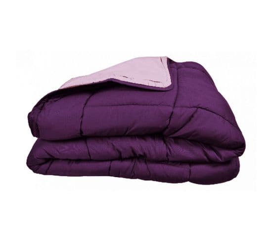 Couette Chaude Bicolore Gamme Microfibre - Toison D'or - Cocoon Prune Parme - 160 X 220 Cm