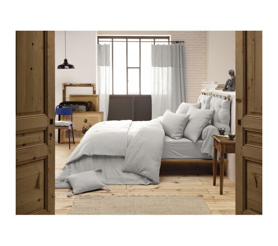 Pack Housse De Couette "gaïa"- "gaze De Coton" - Gaïa Nuage - Pack 4 Pièces - 140 X 190 Cm