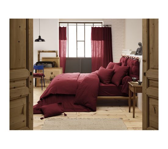 Pack Housse De Couette "gaïa"- "gaze De Coton" - Gaïa Lie De Vin - Pack 4 Pièces - 140 X 190 Cm