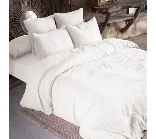 Housse De Couette Gaze De Coton Bio 200x200 Cm Blanc