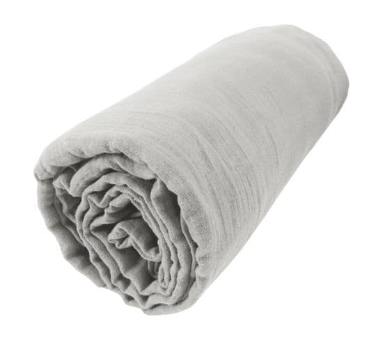 Drap Housse Gaze De Coton Bio 90 X 190 Cm Gris Perle