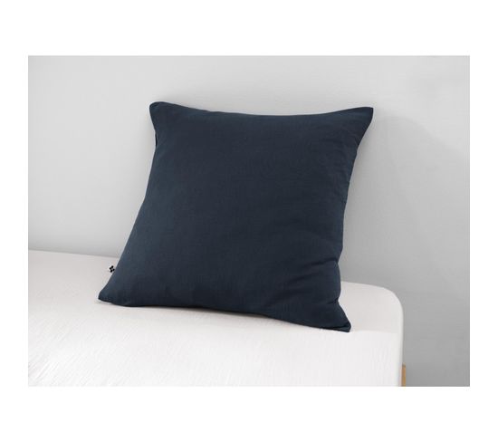 Taie D'oreiller Gaze De Coton 60 X 60 Cm Gaia Minuit Bleu Foncé