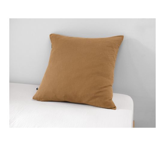 Taie D'oreiller Gaze De Coton 60 X 60 Cm Gaia Camel Marron