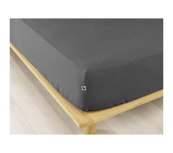 Drap Housse Flanelle Chaude 140 X 190 Cm Bonnet 30 Cm Candice Anthracite