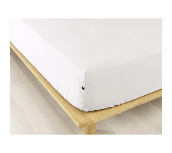 Drap Housse Flanelle Chaude 140 X 190 Cm Bonnet 30 Cm Candice Blanc