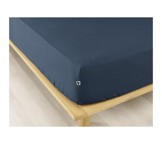 Drap Housse Flanelle Chaude 140 X 190 Cm Bonnet 30 Cm Candice Bleu