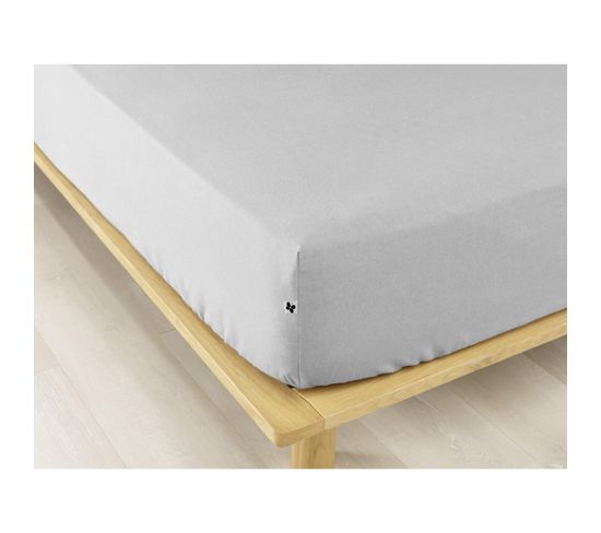 Drap Housse Flanelle Chaude 160 X 200 Cm Bonnet 30 Cm Candice Gris Clair