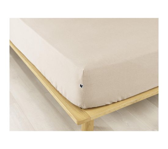 Drap Housse Flanelle Chaude 160 X 200 Cm Bonnet 30 Cm Candice Beige