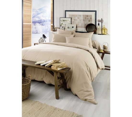 Housse De Couette Chaude En Flanelle 200 X 200 Cm Candice Beige