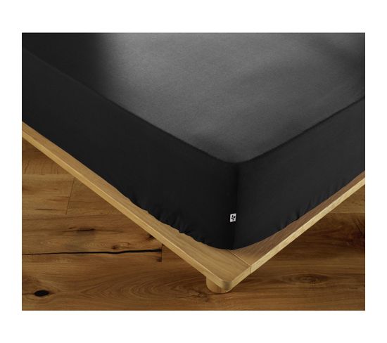 Drap Housse Coton Luxe 140 X 190 Cm Bonnet 30 Cm Ambre Noir