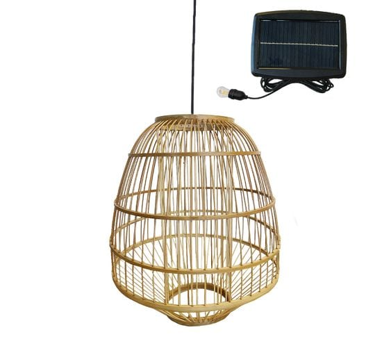 Suspension Solaire Bohème Mykonos Solar Beige Herbe Marine H37cm