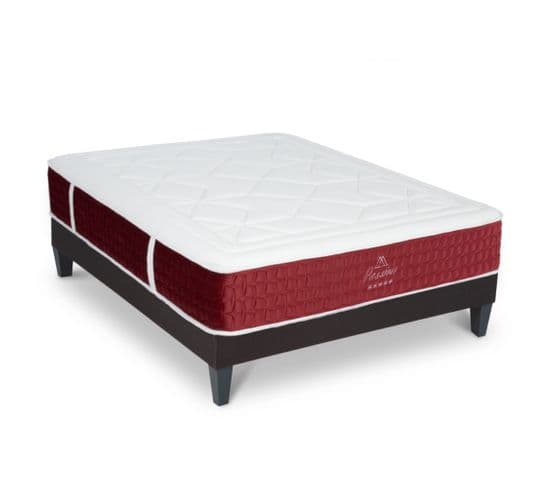 Ensemble Matelas Passion Ressorts Ensachés Accueil Mémoire Et Sommier En Kit - 140 X 190 Cm