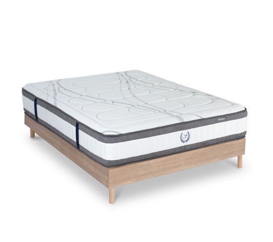 Ensemble Matelas Signature Ressorts Ensachés Accueil Mémoire Et Sommier Kit Bois - 140 X 190 Cm