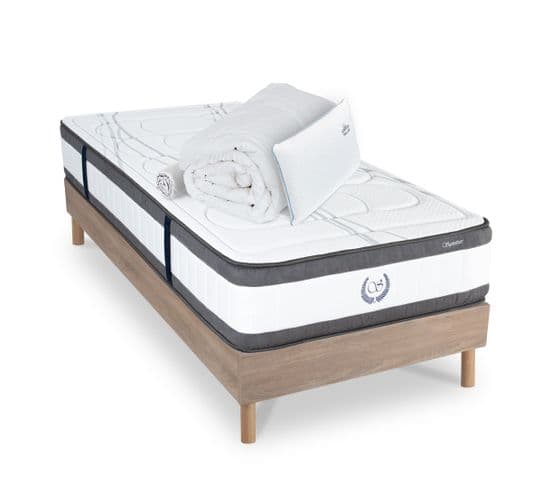 Ensemble Matelas Signature Ressorts Ensachés Accueil Mémoire + Sommier + Accessoires - 90 X 190 Cm