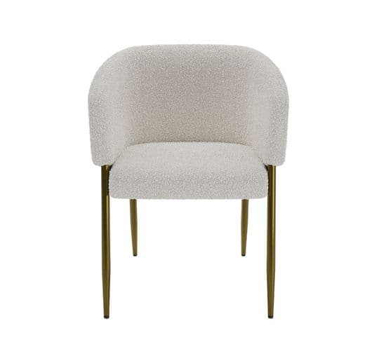 Basile - Fauteuil De Salle à Manger Bouclette Blanche