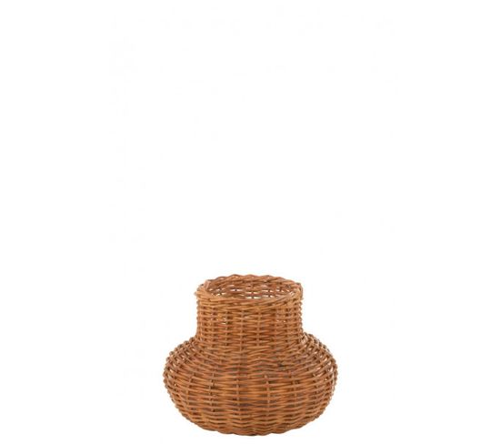 Panier Forme De Vase Rotin Miel Jaune - L 50 X L 50 X H 40 Cm