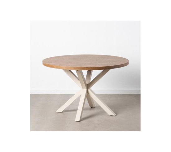 Table De Repas Ronde Bois/métal Blanc Taille M - Malimo